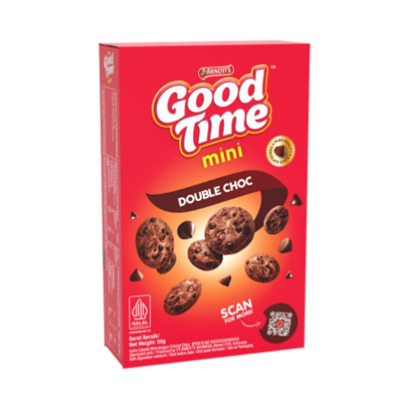 

Good Time Mini Cookies Double Cokelat Kotak 50 g