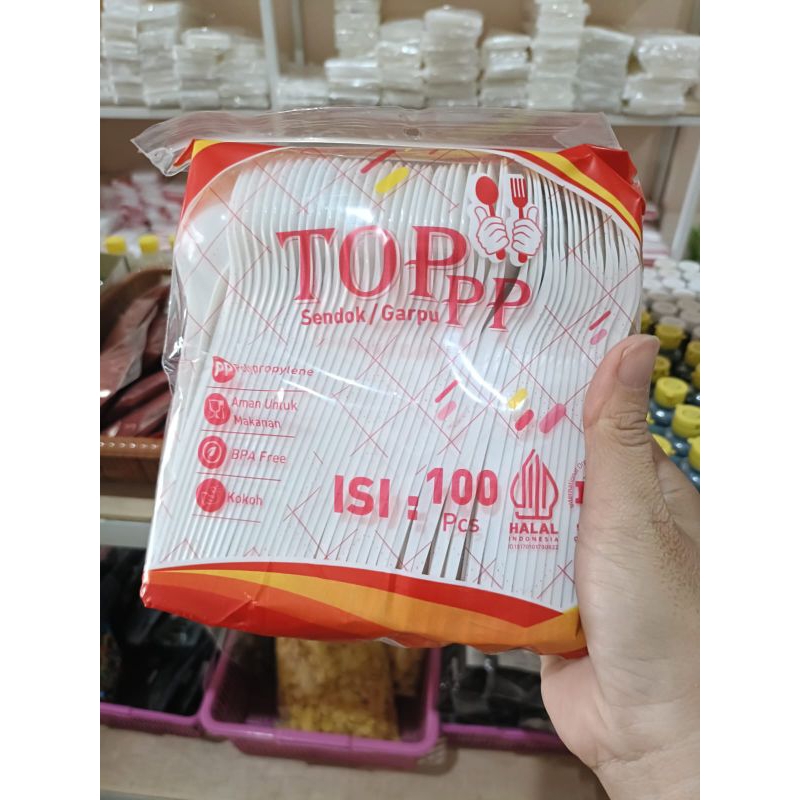 SENDOK PLASTIK PUTIH SUSU PANJANG ISI 100 PCS