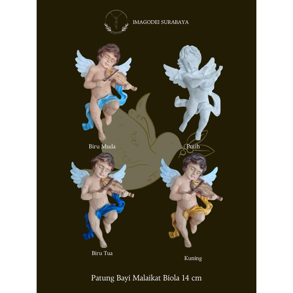 Patung Bayi Malaikat Alat Musik 14 cm/Patung Pajangan Malaikat/Patung Angel