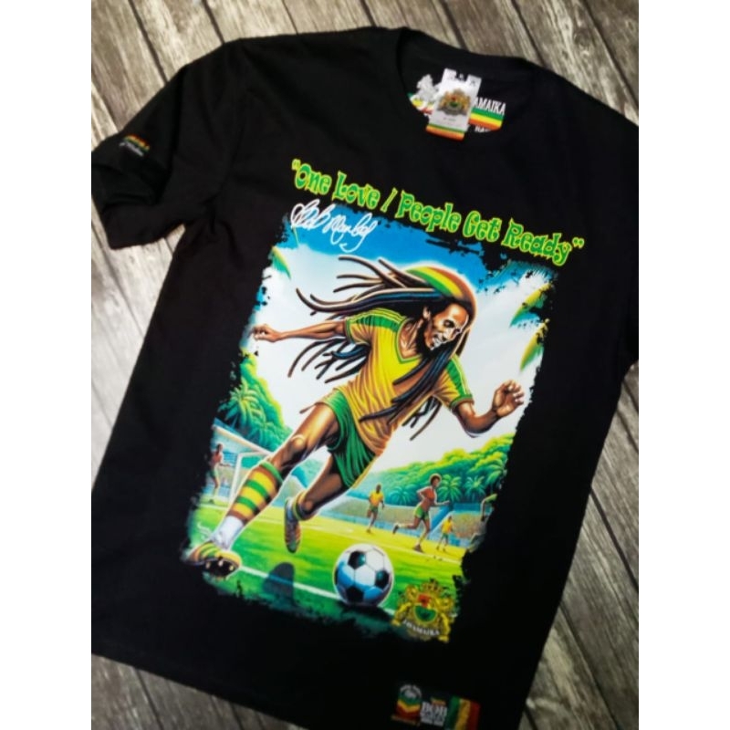 Kaos Bob Marley Football One Love Rasta Apparel