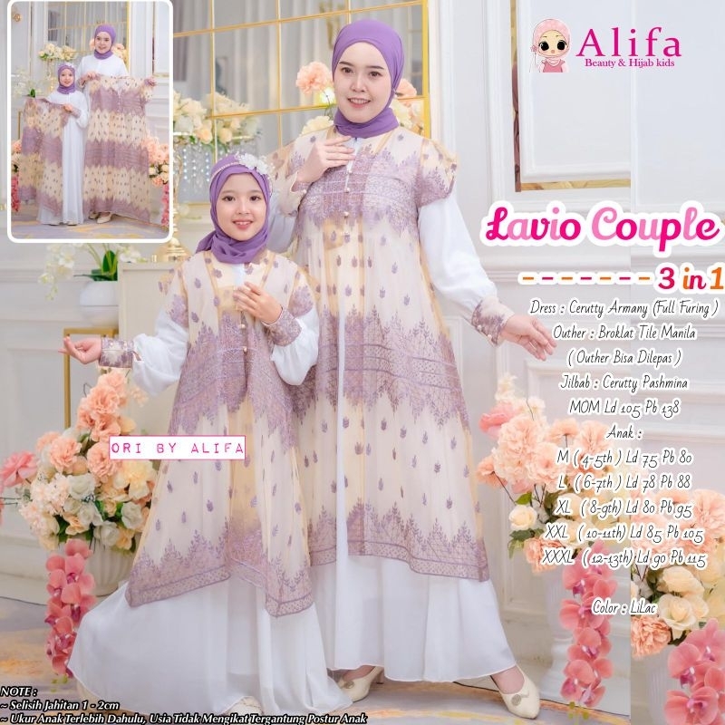 GAMIS COUPLE ANAK DAN IBU CAMELIN LAVIO COUPLE 3in 1 ORI ALIFA