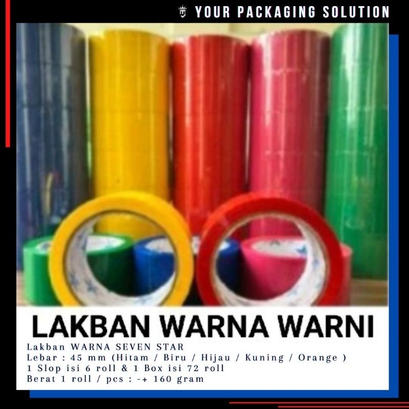 

1 SLOP (6 ROLL) LAKBAN WARNA WARNI STAR