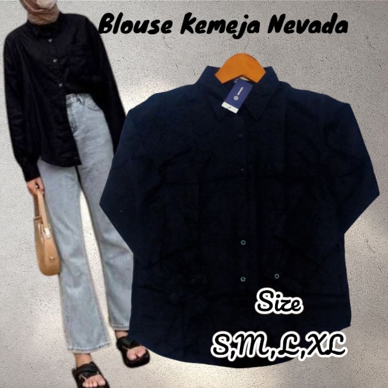 Kemeja Nevada cewek,,khusus warna hitam putih