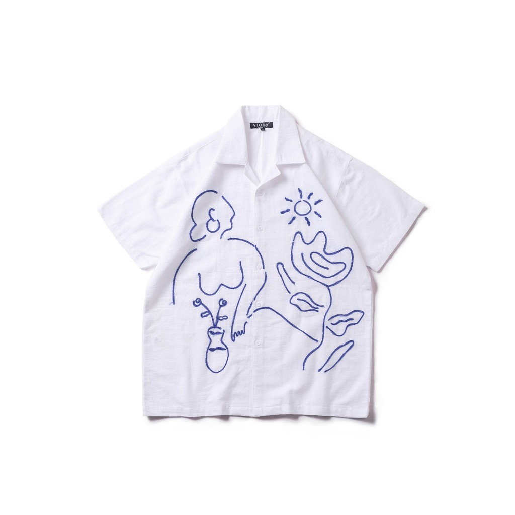 Embroidery Graphic Shirt - Kemeja Graphic Linen Bordir Viory - KMPE0133