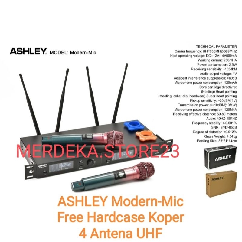 NEW ASHLEY Modern-Mic | ASHLEY ModernMic UHF ORIGINAL Microphone Wireless 4 Antena | Mic Wireless Du