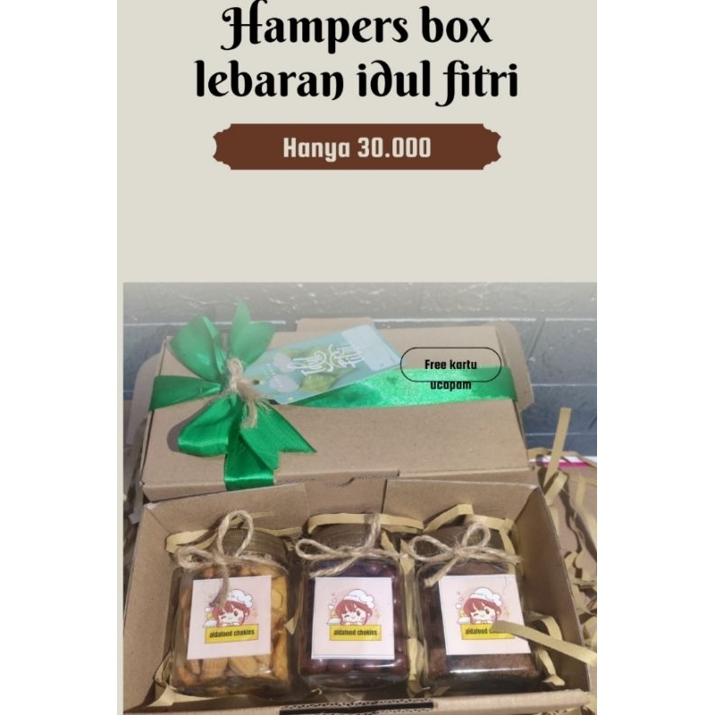 

hampers boxs lebaran /hampers 3 jar free kartu ucapan