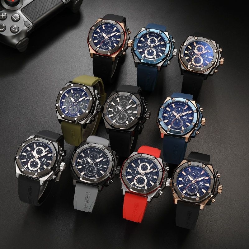 BIG PROMO  JAM TANGAN PRIA EVANS JAYDEN EJ 9586 AD RUBBER PREMIUM BERKUALITAS