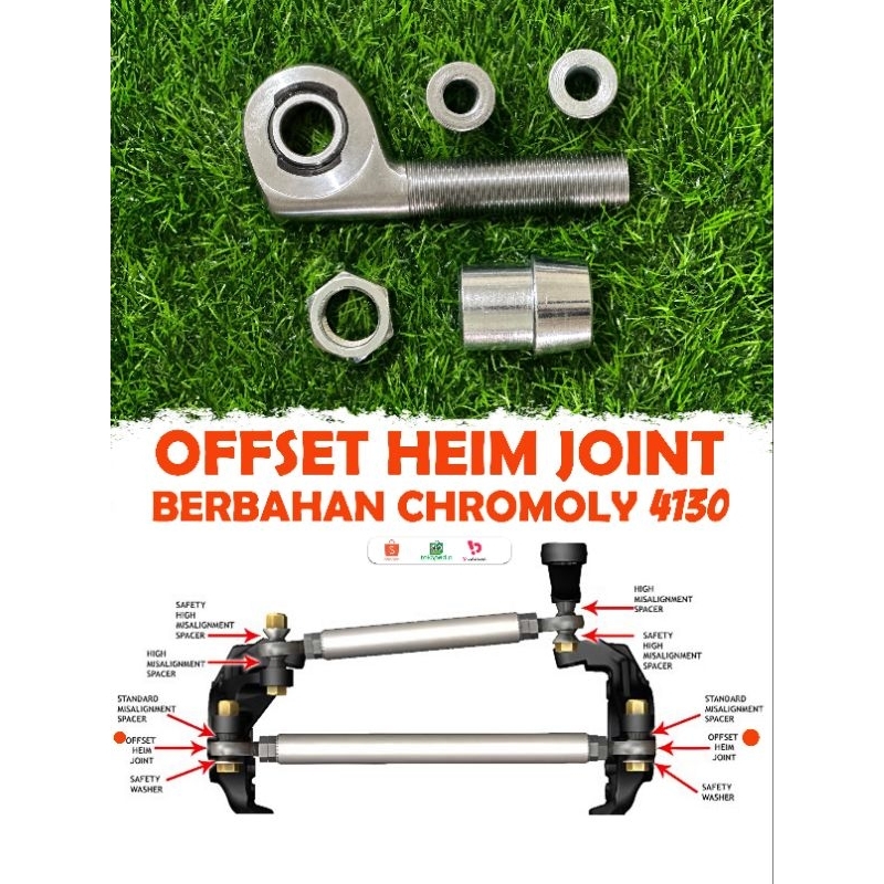 POS Pillow Ball Offset Heim Joint 3/4" Kiri Komplit Rod End Bearing Chromoly