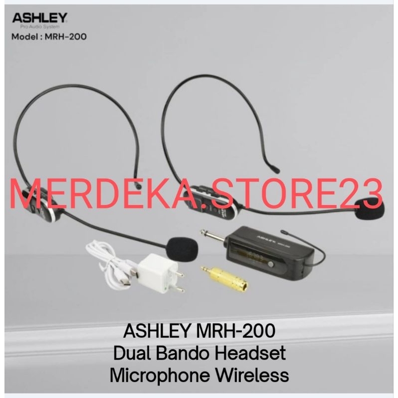 Microphone Wireless ASHLEY MRH 200 / ASHLEY MRH-200 ORIGINAL Mic Wireless UHF Dual Headset Bando / I