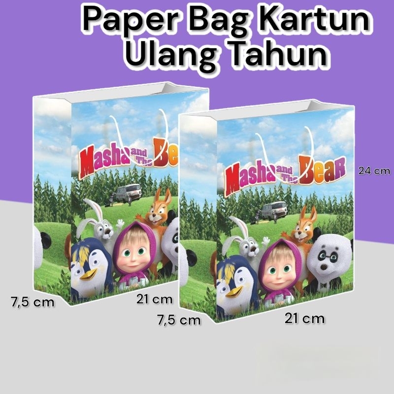 

Paper Bag Masha and the Bear Isi 12 Pcs (Bisa custom gambar/nama toko)