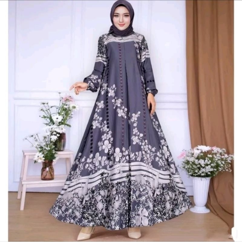 GAMIS HYGET JUMBO MOTIF MAXMARA SILK / GAMIS BAHAN HYGET MIRIP SATIN SILKY TERLARIS