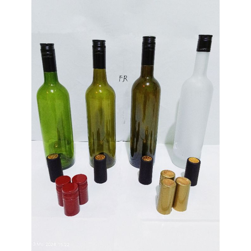 botol kaca 750ml botol wine botol kaca hitam frosted coklat hijau dark green tutup ulir alumunium pa