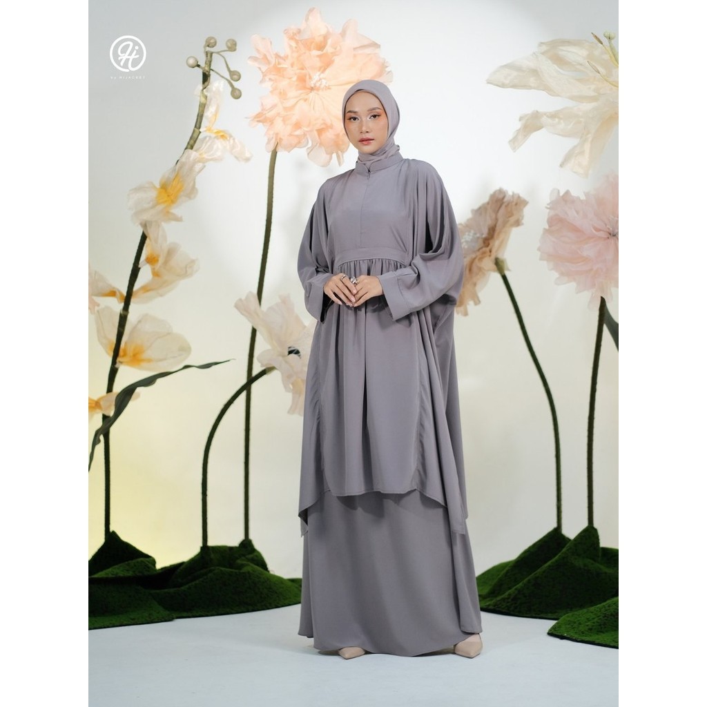 HJ One Set Lubna Gamis Wanita Breathable Modest & Elegant Flowy Outfit Breathable