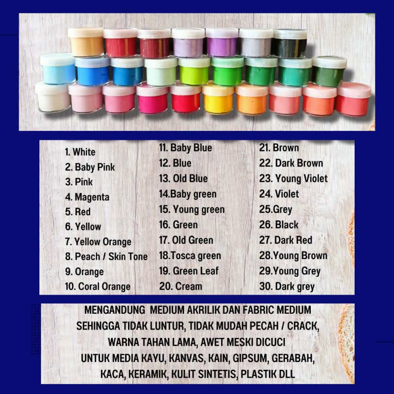 

HASIKA - PAKET HEMAT CAT TEXTILE BUKAN CAT AKRILIK 6 - 12 - 24 WARNA @20 Ml - CAT KHUSUS KAIN, KAOS, JAKET, HOODIE, JEANS, KANVAS