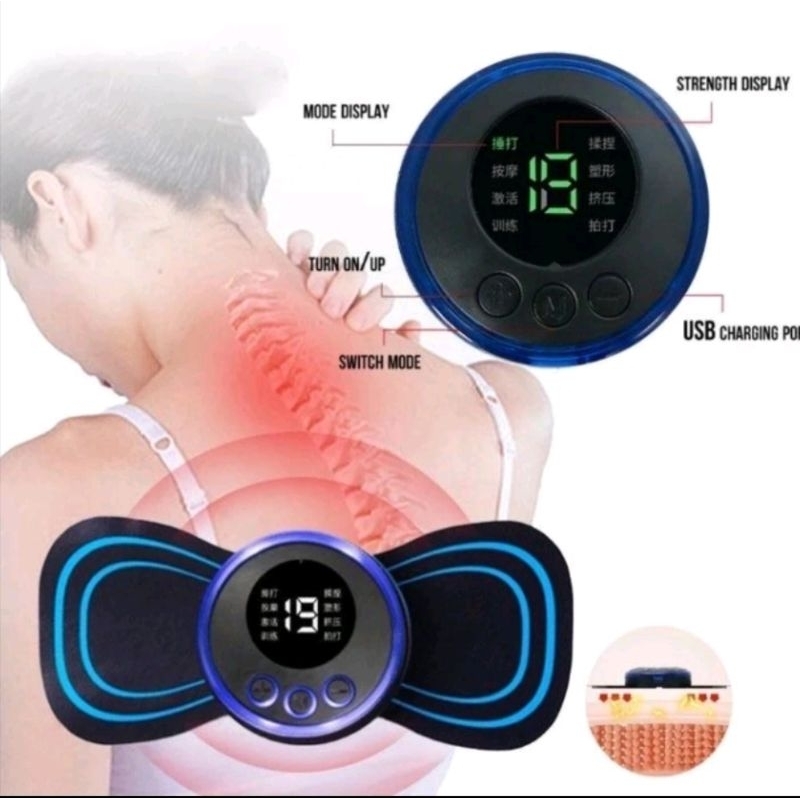 Alat Pijet Terapi Mini Pad EMS Rechargeable Pemijat Pinggang Punggung Leher Massager Stick Patch Por