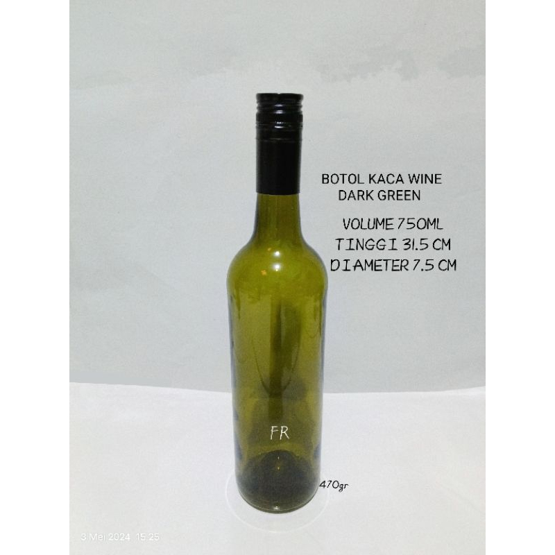 Botol Kaca 750Ml Botol Wine Botol Kaca Hitam Frosted Coklat Hijau Dark Green Tutup Ulir Alumunium
