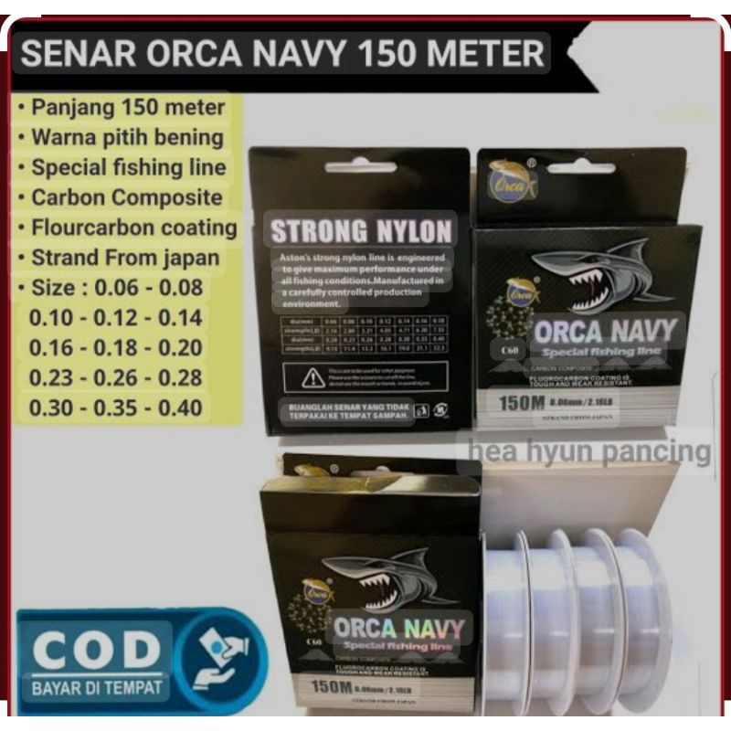 PROMO MURAH Senar Pancing Orca Navy Fluoro carbon coating - senar kuat anti keriting - senar anti ku