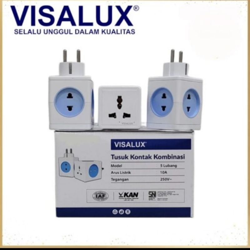 Steker T Kombinasi 5 Cabang Persegi 2 Warna Visalux