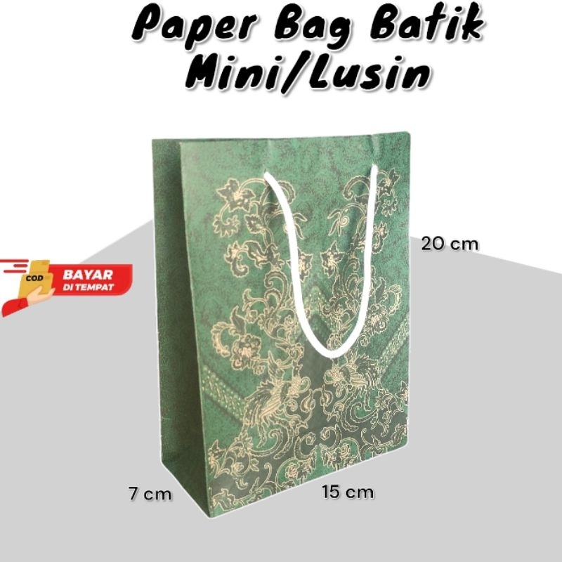 

Paper Bag Batik Mini S/Lusin Isi 12 pcs Ukuran 15*7*20 cm