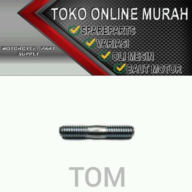 BAUT TANAM KNALPOT M6X30 (DRAT 10, PANJANG 3CM)