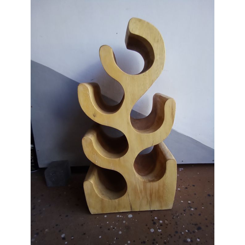 Rak botol kayu, rak botol susun kayu jati premium
