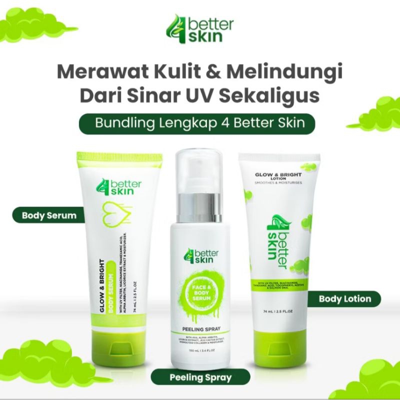 Bundling 4 Better Skin Body Lotion Body Serum Peeling Spray || Niacinamide AHA+Alpha Arbutin
