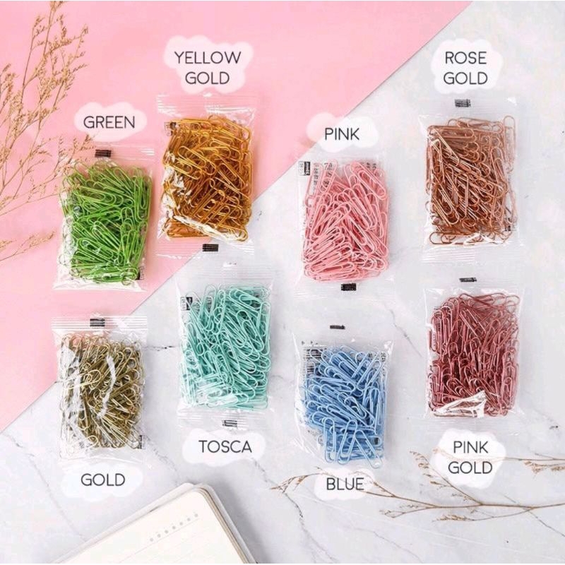 

color springkle paper clip isi 80 klip bahan besi premium murah grosir