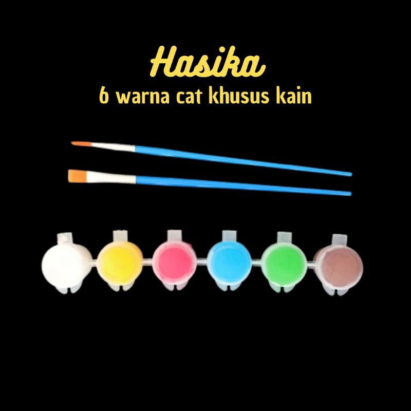 

Hasika - Cat Khusus Kain - Awet - Halus - Paket 6 Warna @5ml - 40 warna pilihan