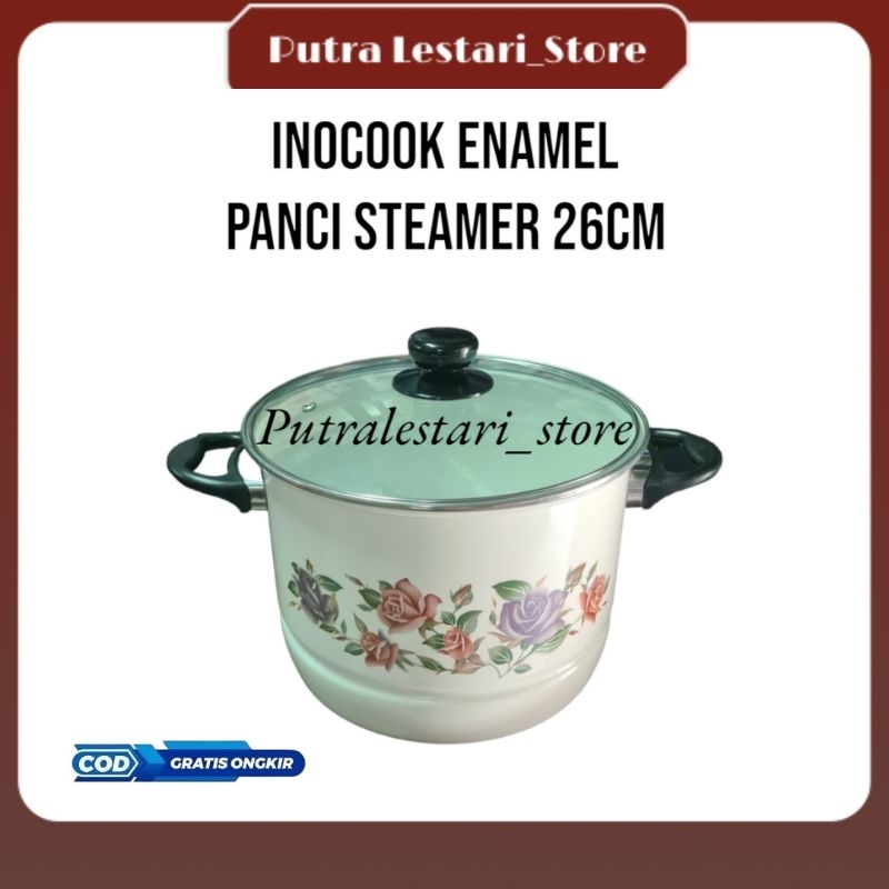 INOCOOK ENAMEL PANCI + STEAMER / PANCI KUKUS ENAMEL 26 CM