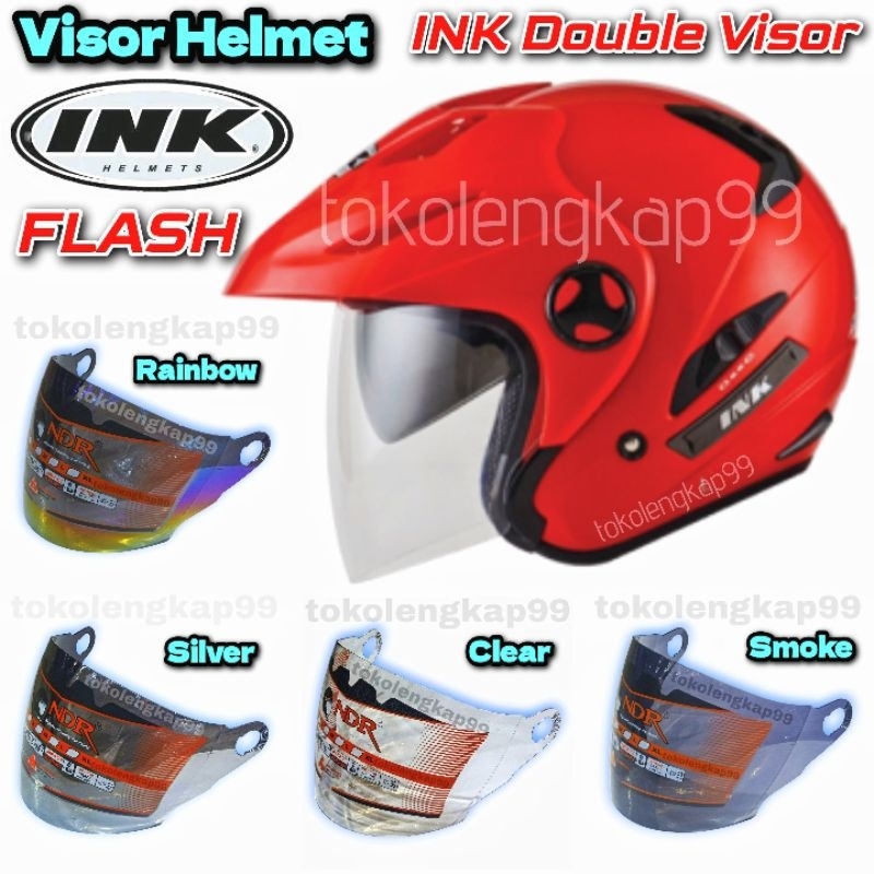 Visor kaca helm INK FLASH DOUBLE VISOR Topi terbaru NDR | Tokolengkap99