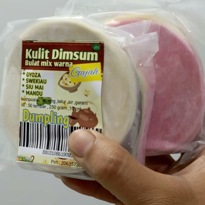 

Kulit Dimsum GAJAH/SIOMAY / SWEKIAU / GYOZA MIX 5 WARNA ,250 gr, 50 pcs