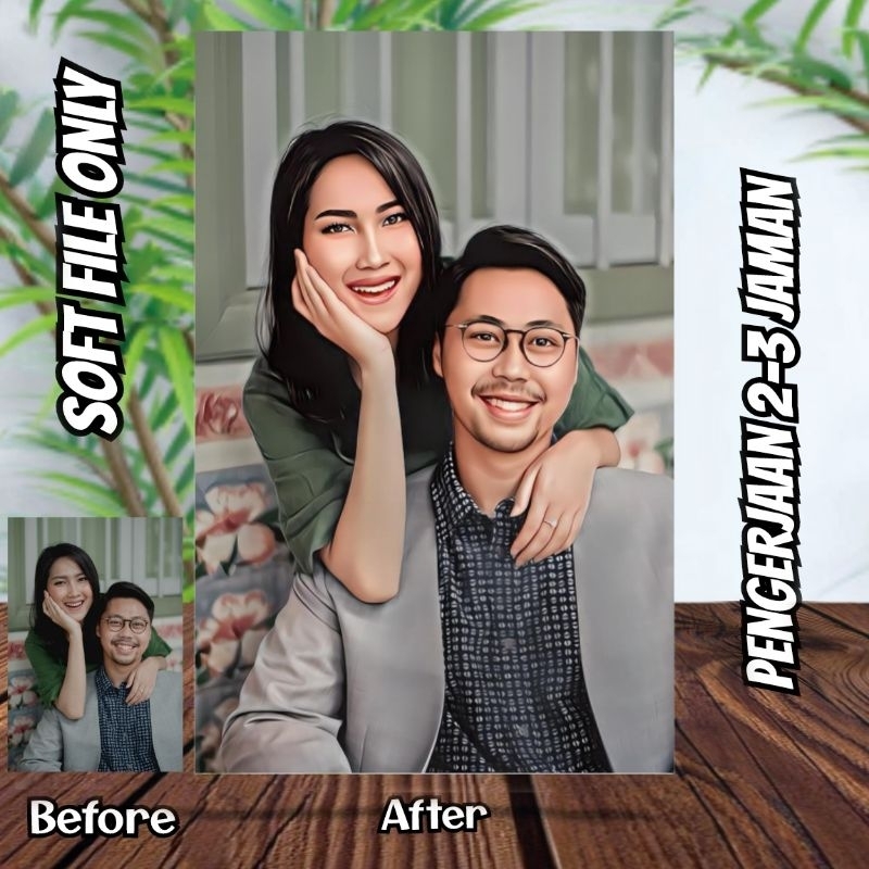 Jasa Edit Foto Kartun Smudge Painting Couple