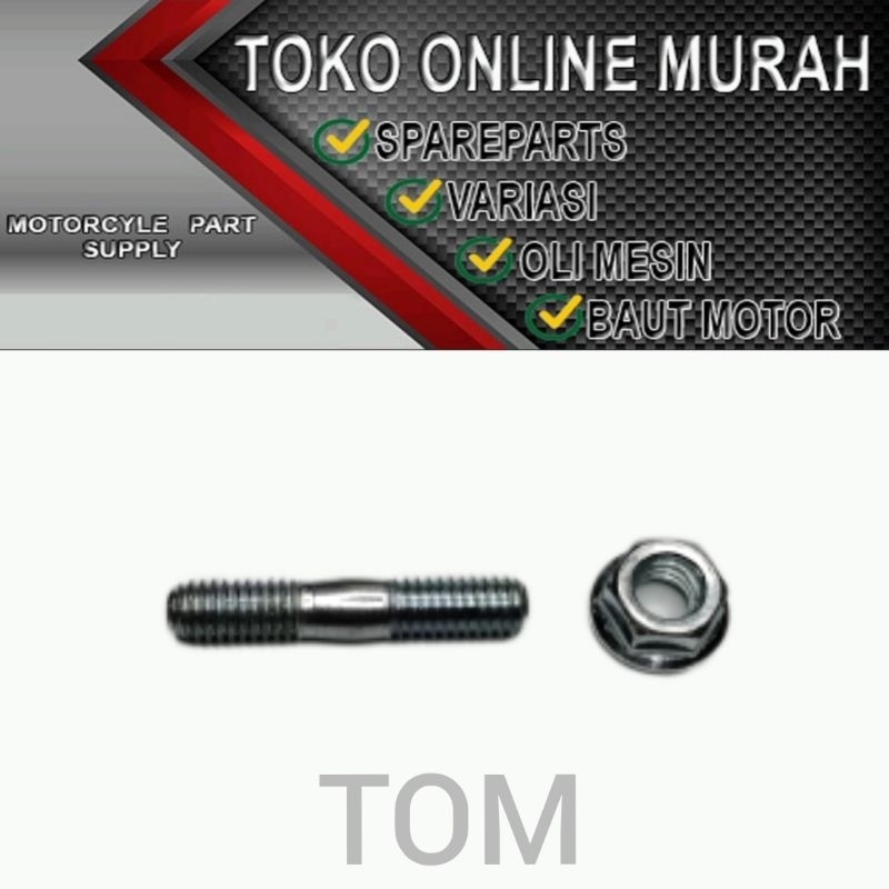 BAUT KNALPOT HONDA + MUR FLANGE M6X30 (KUNCI 10, DRAT 10, PANJANG 30MM)
