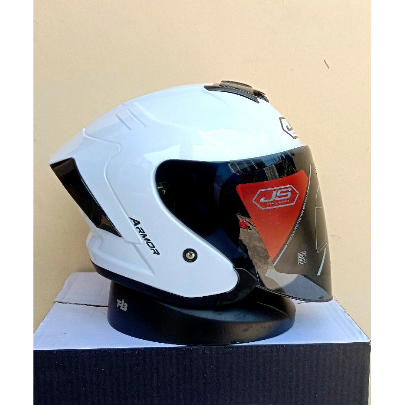 Helm open face.JS armour solid white