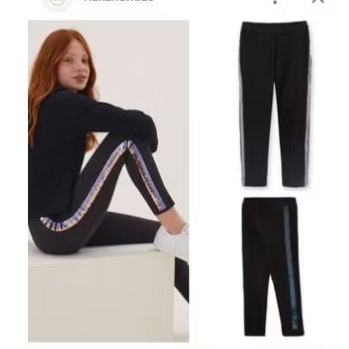 legging anak flip sequin warna hitam