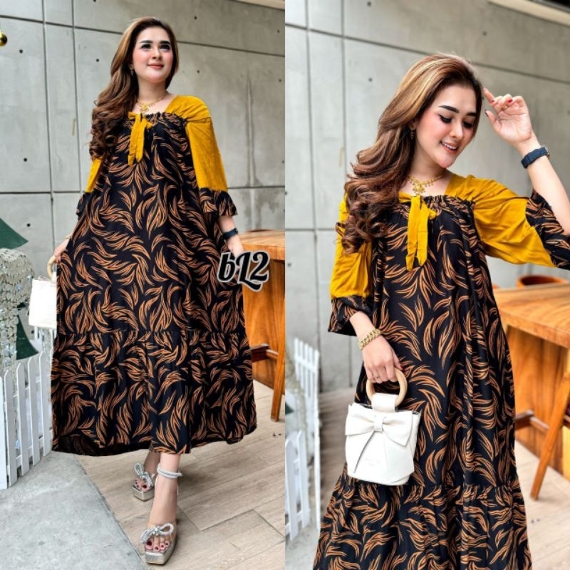 DASTER POLOS KOMBINASI BATIK WANITA TERKINI II ATAU DRES FASHION MODEL TERKINI ALIMA COLLECTION