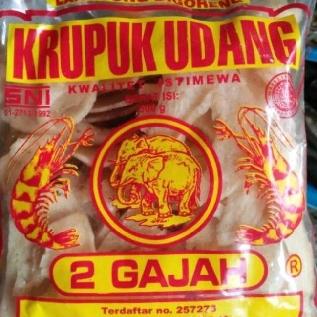 

kerupuk udang 1 bungkus cap 2 gajah