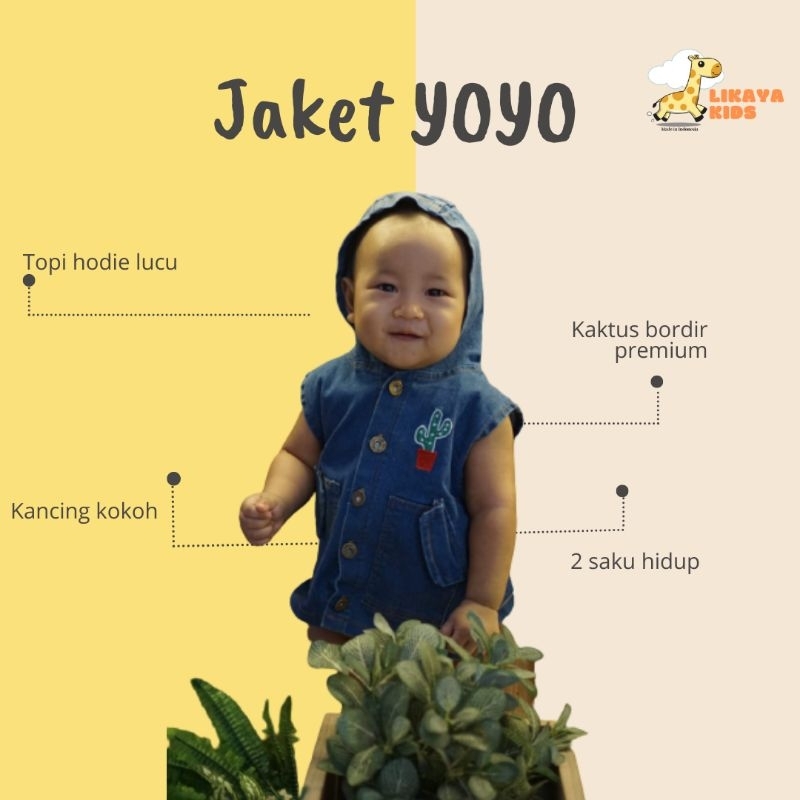 Rompi Denim Anak Vest Jeans Strech Outerwear Kids Cewek Cowok Baju Safari Korea Style Usia 1 - 3 Tah