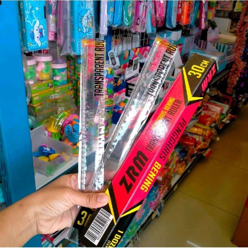 

1 Pak isi 12 Penggaris 30 cm bening ZRM Penggaris Murah Grosir