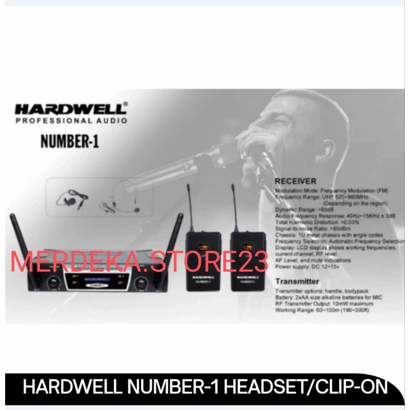 MIC HARDWELL NUMBER-1 / HARDWELL NUMBER1 / HARDWELL NUMBER 1 PRO MICROPHONE WIRELESS HEADSET CLIP-ON