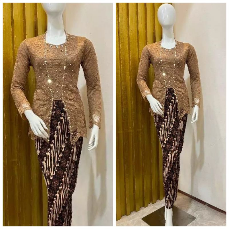 Setelan kebaya kutubaru brokat premium//kutubaru wisuda//kebaya brokat kutubaru payet