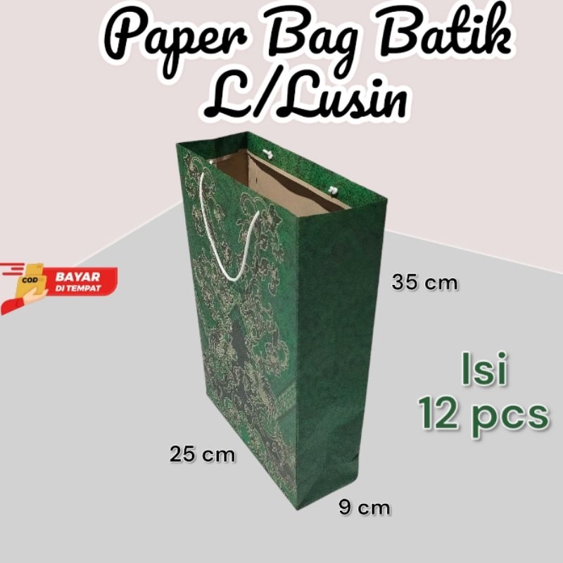 

Paper Bag Batik Besar L/Lusin Isi 12 pcs Ukuran 25×9×35 cm