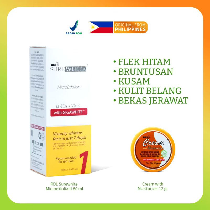 RDL Surewhite Microexfoliant dan Cream with Moisturizer 12 gr