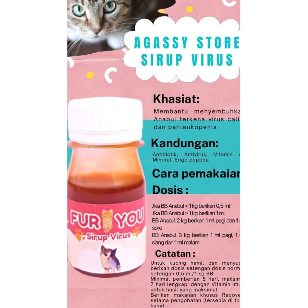 Baru FurYou Sirup Virus kucing obat Virus Panleu Calici Distamper FIP