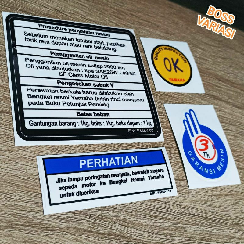 

Stiker Prosedure Perhatian Yamaha Matic Mio Injeksi