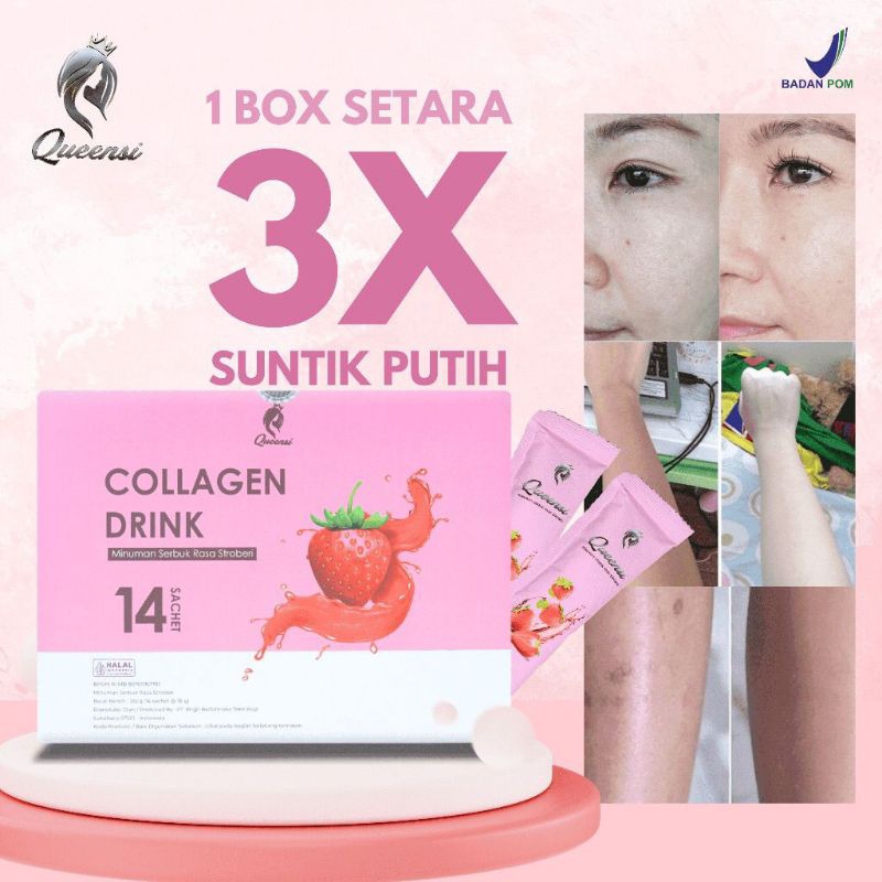 Queensi Collagen Drink Pemutih Badan BPOM | Collagen Drink Original | Minuman Vitamin C