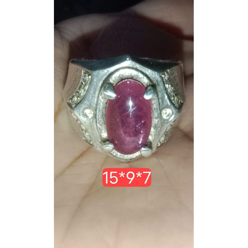 Ruby Kristal Ring Perak HM
