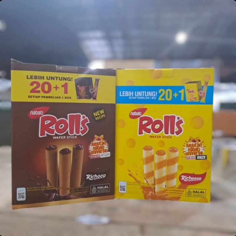 

Nabati Rolls rasa keju dan coklat Per box isi 20+1