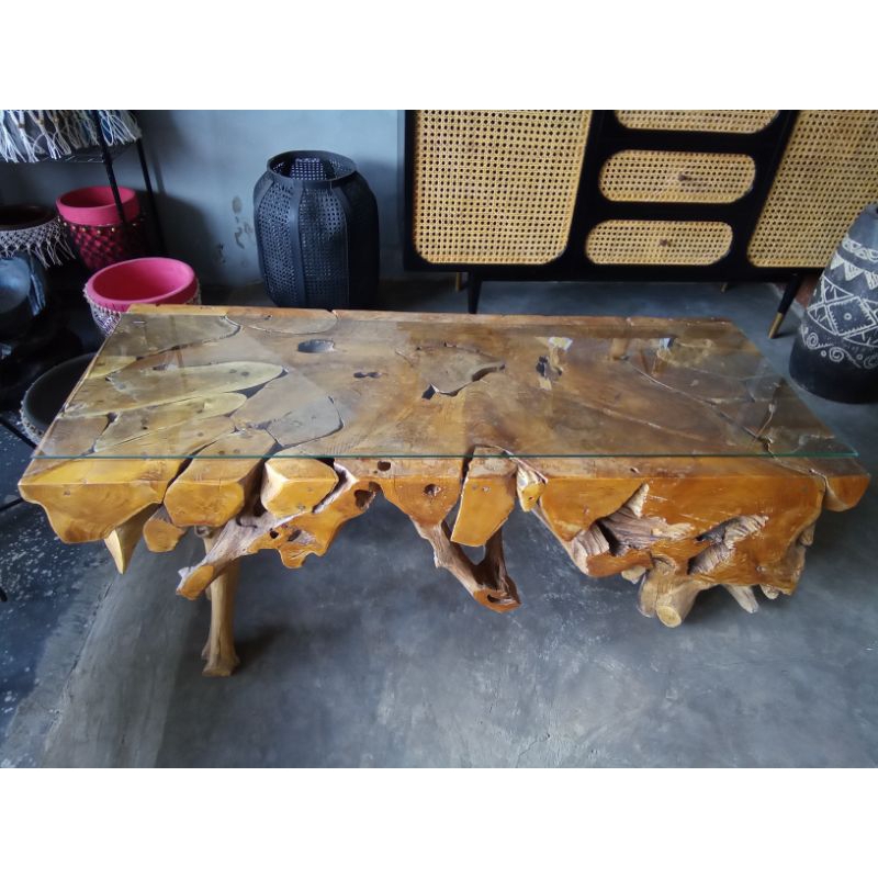 Meja Akar Kayu Jati Premium