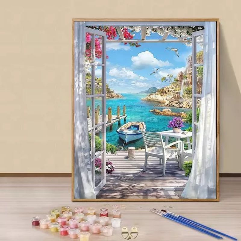 lukisan pemandangan laut 3d